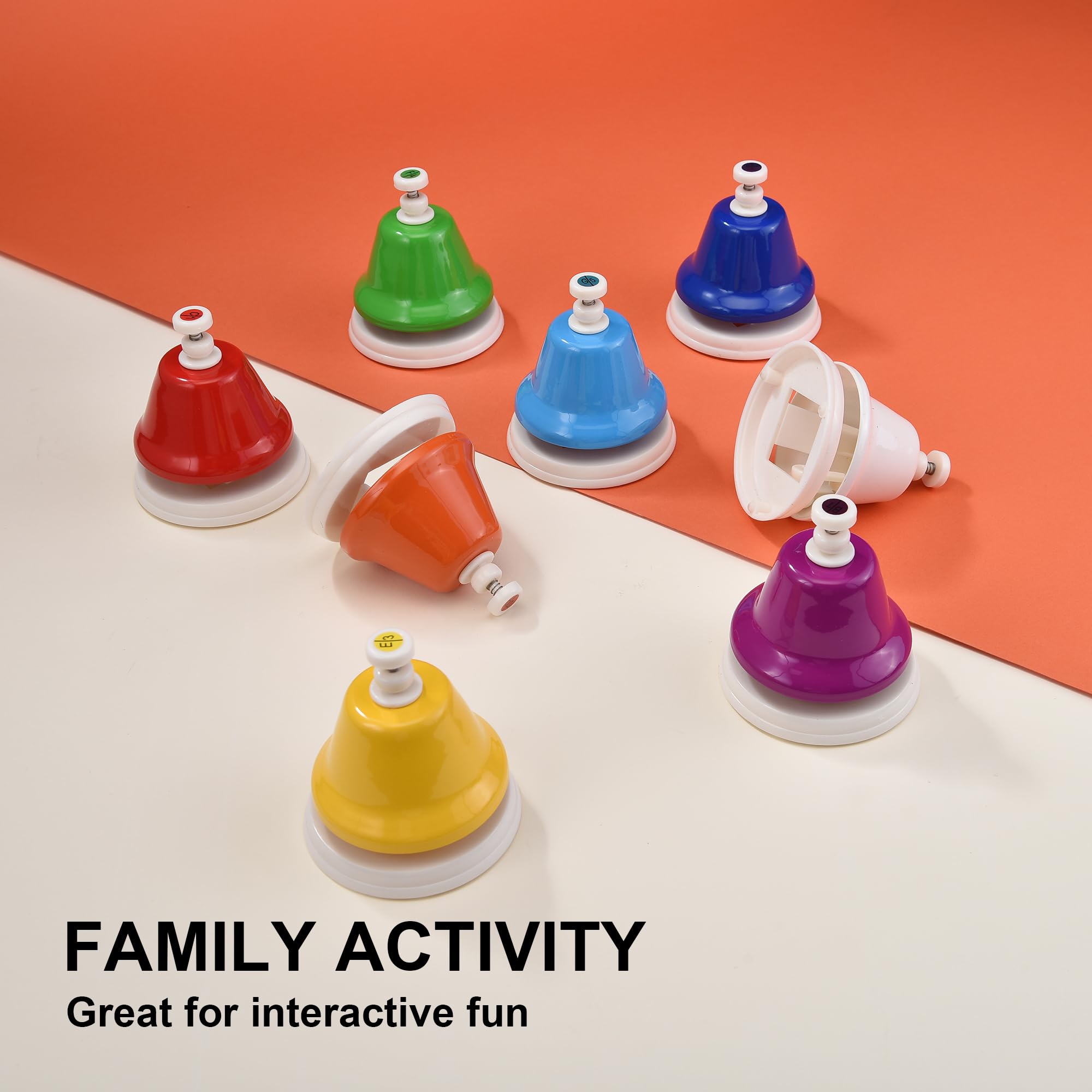 HILAZA Desk Bells for Kids, 8 Note Diatonic Hand Bells, Rainbow